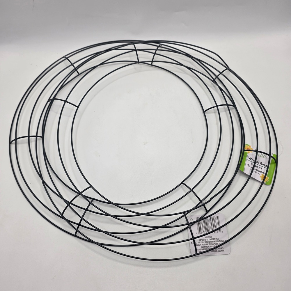 Floral Garden Wreath Ring 14 Inch Metal Wire Frame DIY Craft Decor 3 Pack Black